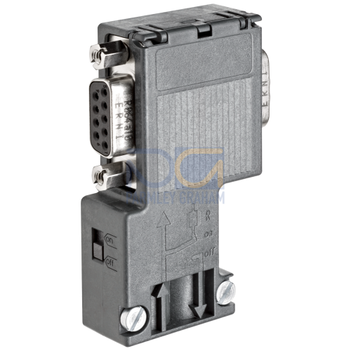 SIMATIC DP, Connection plug for PROFIBUS up to 12 Mbit/s 90° cable outlet, 15.8x 64x 35.6 mm (WxHxD), terminating resistor with isolating function, Wi