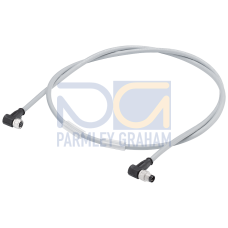 Power cable M8, PUR cable both ends assembled with M8 connector angled and M8 socket angled, 4-pole,