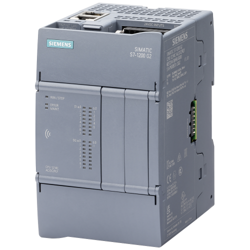 CPU 1214C DC/DC/DC: onboard I/O: 14x DI 24 V DC; 10 DO 24 V DC; memory: program 250 KB data: 750 KB