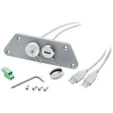 2-port USB interface set RAL9023 (gray), with USB 2.0 socket, Type A, including mounting material for basic adapter for PRO devices Further information, Quantity and content: see technical data