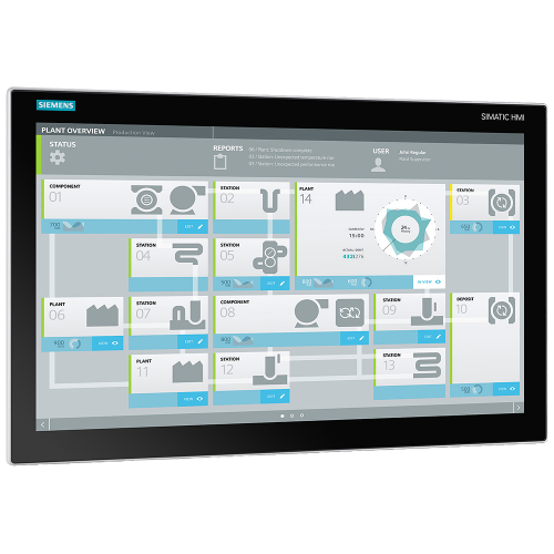 SIMATIC IPC677E(Panel PC), 19" Multitouch (1920x1080); UHD graphic onboard; DP/DVI-D; 3x Gigabit Ethernet (IE/PN); 6x USB 3.1 Gen. 2; 1x serial (COM 1); RAID controller onboard; Watchdog, temperature