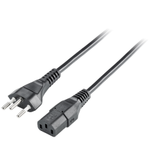 AC IEC cable, Switzerland, 180&Acirc;° male SEV 1011 to 180&Acirc;° female (3-pole, C13) for Switzerland SEV 101