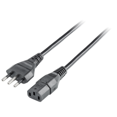 AC IEC cable, Italy Type L and others, 180&Acirc;° male to 180&Acirc;° female (3-pole, C13) for Italy, in part A