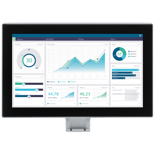 SIMATIC HMI MTP1900 PRO, for supporting foot (expandable, flange at bottom), neutral front, 18.5" widescreen TFT display