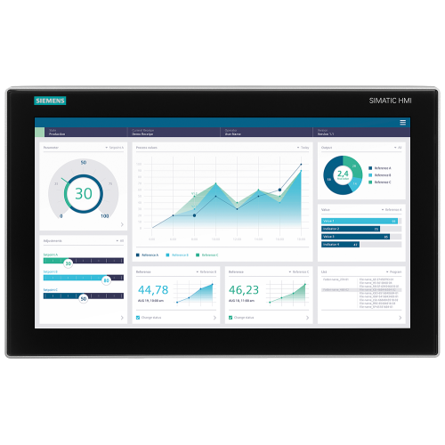 SIMATIC HMI MTP1900 PRO, for support arm (expandable, round pipe) and Extension Unit, 18.5" widescreen TFT display