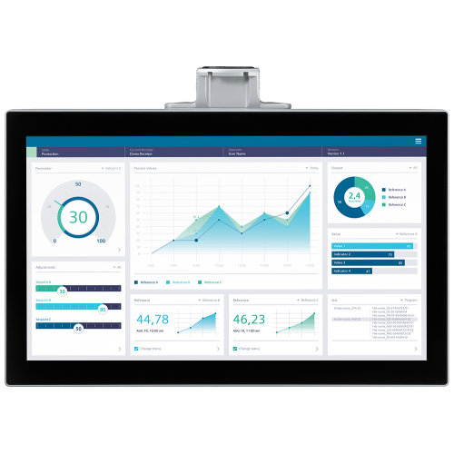 SIMATIC HMI MTP2200 PRO, for support arm (not expandable, flange on top), neutral front, 21.5" widescreen TFT display