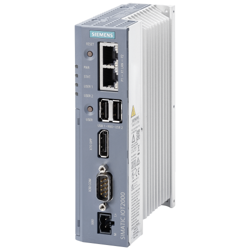 SIMATIC IOT2050; 1x M.2; 2x Gbit Ethernet RJ45; display port; 2x USB2.0; 16 GB eMMC; SD card slot; 24 V DC PSU