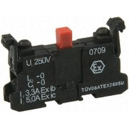 Pushbutton, Atex Rated Gas Zone 1,2 Dust Zone 21,22, Contact Block, 1 N/C - EX-RF10