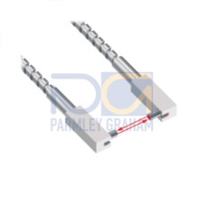 Glass Fiber, Opposed Mode 1.27 dia. Bundle, Tight Right-Angle Tip, Stainless Sheathing 1 m Long, Terminated For Plastic Fiber Sensors