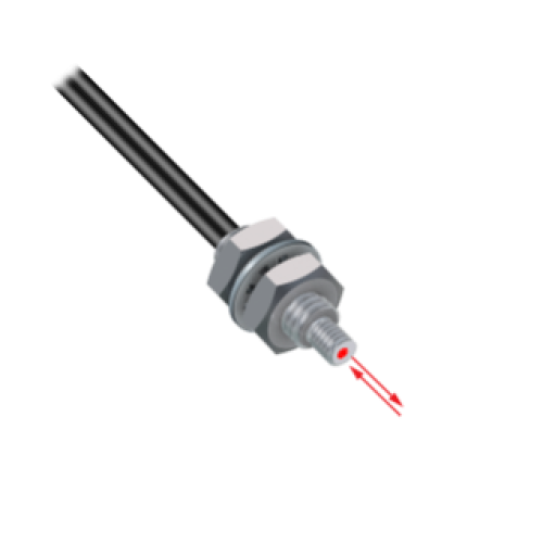 Plastic Fiber, Diffuse Reflective, Core Dia.: 0.5 & 9 x 0.25, Fiber Length 2 m, Coaxial, Thread, Free cut