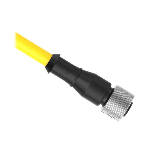 Cordset: Single Ended M12, 12-pin Straight Female, 4.57 m 12x24 Yellow PVC Jacket, Nickel-Plated Brass Coupling Nut