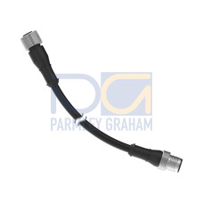 Cordset: Double Ended M12, 5-pin Straight Female, 5-pin Straight Male Connectors, 2 m (6.56 ft) 5x22 Black PVC Jacket, Nickel-Plated Brass Coupling Nuts