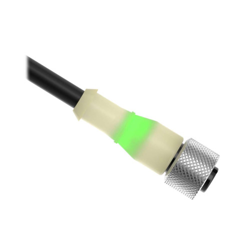 Cordset: Single Ended M12, 4-pin Straight Female, 5 m (16.4 ft) 4x22 Black PVC Jacket, PVC Translucent White, Nickel-Plated Brass Coupling Nut