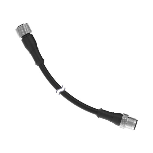 Cordset: Double Ended M12, 5-pin Straight Female, 5-pin Straight Male, 0.91 m 5x22 Black PVC Jacket, Nickel-Plated Brass Coupling Nuts