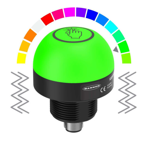K50 Pro Touch Series: 14-Color RGB Touch Sensor with Vibration Feedback, 12-30 V dc, Polycarbonate, IP67 IP69K, Bimodal, NO, Momentary, Multicolor, 8-pin M12 Integral QD