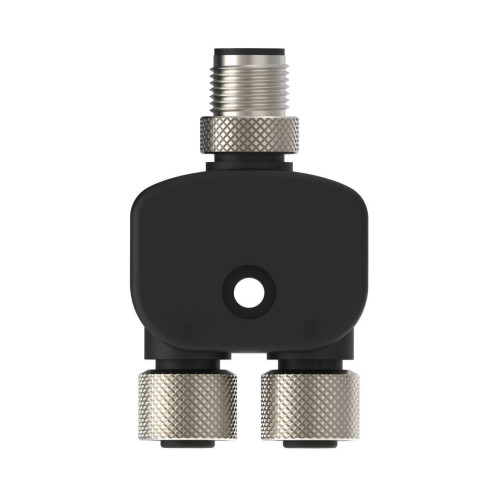 Splitter M12M to M12F and M12F connectors, 5-pin, Non-Shielded, IP67, AWG 22, Black PUR Cord, Straight Connectors, Splitter Length: 0 m