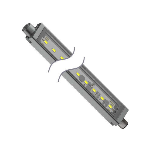 WLS28-2 5 Color Light Strip, Length: 285, Voltage: 24 V dc, Environmental Rating: IP67/IP69K, Colors: White Green Red Yellow Blue, Cascadable, 4-pin M12 Integral QD, Diffuse Window