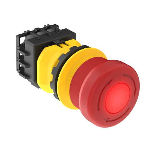 SSA-EB1 Panel-mount Emergency Stop Push Button, Illuminated 40 Actuator, Contacts: 2NC/2NO, Screw Terminals, 30 mounting hole