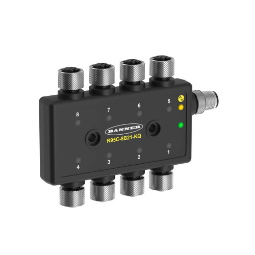 R95C Series: 8 port Discrete IO-link Hub, 16 Inputs or 8 Inputs/8 Outputs (Configurable), IO-link Interface, 4-pin M12 QDs