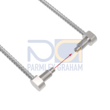 Plastic Fiber, Opposed Mode, Core Dia.: 1, Fiber Length 1 m, Tight Angle, Thread M4, Stainless Monocoil, 25 Bend Radius, Vantage Line