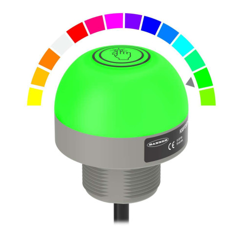 K50 Pro Touch with IO-Link Series: RGB Touch Sensor, 18-30 V dc, FDA-Grade Copolyester, IP67 IP69K, Multicolor, 150 (6 in) 4-pin M12 PVC Pigtail QD