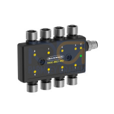 R95C Series: 8-port Discrete Modbus Hub, RS485 Interface, Female: Discrete Input/Output M12 4-pin, Male: Modbus M12 4-pin