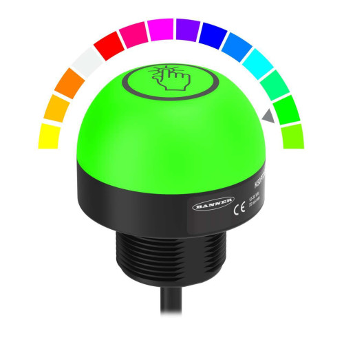 K50 Pro Touch Series: 3-Color RGB Touch Sensor, 12-30 V dc, Polycarbonate, IP67 IP69K, Bimodal, NO, Momentary, Multicolor, 150 (6 in) 5-pin M12 PVC Pigtail QD