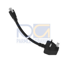 Cordset: Double Ended Molex to AC Plug, 3-pin Straight Female, 3-pin Right-Angle Male, 3.05 m 3x18 Black PVC Jacket, PVC Black