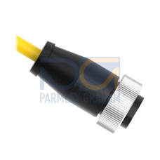 Cordset: Single Ended 1 in (Mini B), 8-pin Straight Female, 7.62 m 8x20 Yellow PVC Jacket, Nickel-Plated Brass Coupling Nut