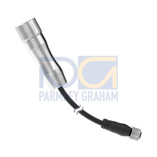 Cordset: Double Ended M23 to M12, 12-pin Straight Male, 8-pin Straight Female, 0.5 m 8x24 Black PUR Jacket, Nickel-Plated Brass Coupling Nuts