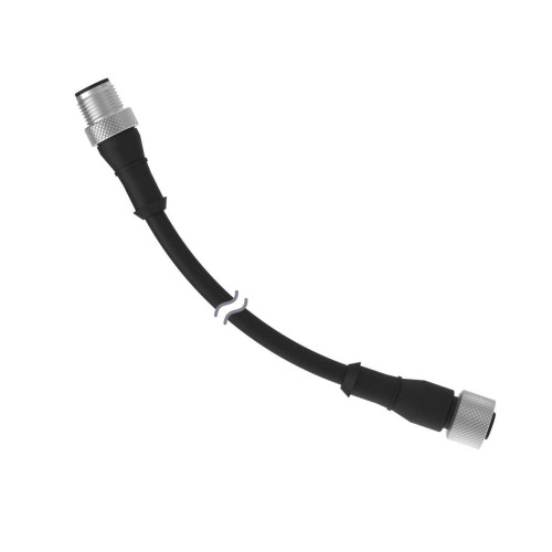 Cordset: Double Ended M12, 5-pin Straight Female, 5-pin Straight Male, 5 m (16.4 ft) 5x22 Black PVC Jacket, Nickel-Plated Brass Coupling Nuts