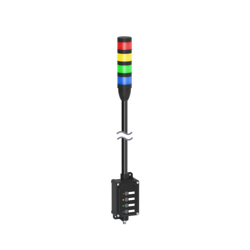 Andon Tower Light Assembly: 4-Color, Voltage: 18-30 V dc, Colors: Blue Green Yellow Red, 5-pin M12 Integral QD, 4-Touch Control Module, 600 SOP