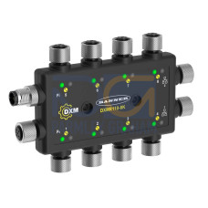 DXMR110 8-port IO-Link Master/Controller, Power: 18-30 V dc, Female M12 (D-Code Ethernet), IP67, IP68, Ethernet IP, Modbus TCP, and Profinet