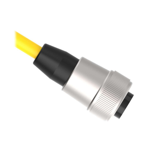 Cordset: Single Ended 7/8 in, 3-pin Straight Female, 4.75 m 3x18 Yellow PVC Jacket, Nickel-Plated Brass Coupling Nut