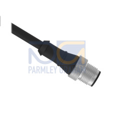 Cordset: Single Ended M12, 5-pin Straight Male Connector, 10 m (32.8 ft) 5x22 Black PVC Jacket, Nickel-Plated Brass Coupling Nut