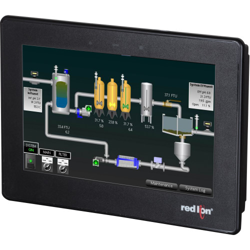 7" Widescreen HMI with 4 Serial, 2 Ethernet, 2 USB Host, USB Device, Web server and Data Logging
