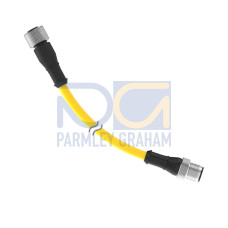 Cordset: Double Ended M12, 11-pin Straight Male, 11-pin Straight Male, 0.3 m 12x24 Yellow PVC Jacket, Nickel-Plated Brass Coupling Nuts