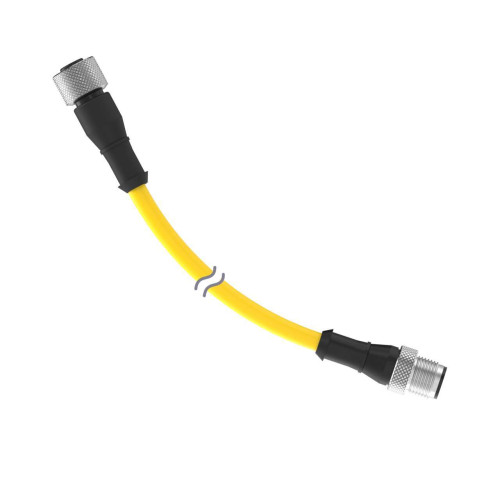 Cordset: Double Ended M12, 11-pin Straight Male, 11-pin Straight Male, 0.3 m 12x24 Yellow PVC Jacket, Nickel-Plated Brass Coupling Nuts