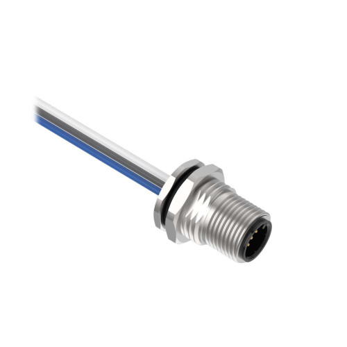 Receptacle 5-pin Male, 5x22 PVC 1 m Length, Rear Mount PG9 w/ Locknut