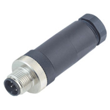Male cordset, M12, 4-pin, field attachable