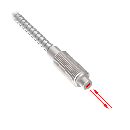 Plastic Fiber, Diffuse Reflective, Core Dia.: 1, Fiber Length 5 m, Thread M6, Stainless Monocoil, 25 Bend Radius, Vantage Line