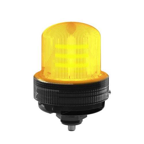 K100 Basic Daylight Visible Beacon: 1-Color Indicator, 12-48 V dc, Polycarbonate, IP66, Yellow, Audible, 5-pin M12 Integral QD