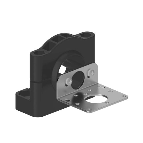Bracket: Flat mount swivel with extended range, Allows full articulation, Black thermoplastic polyester & 316 stainless stee, Hardware included
