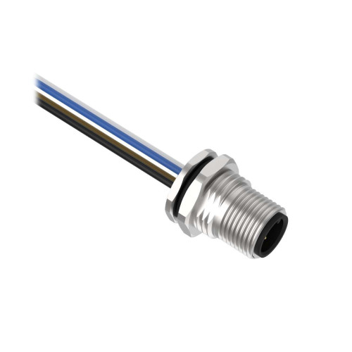 Receptacle 4-pin Male, 4x22 PVC 2 m Length, Rear Mount PG9 w/ Locknut