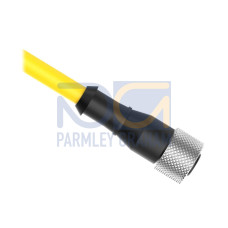 Cordset: Single Ended M12, 11-pin Straight Female, 30.48 m 11x24 Yellow PVC Jacket, Nickel-Plated Brass Coupling Nut
