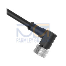 Cordset: Single Ended MICRO, 4-pin Right Angle Female C Code, 9.14 m 4x22 Black PVC Jacket, Nickel-Plated Brass Coupling Nut