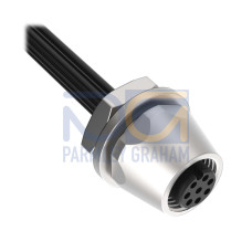 PMEF-810D Bulkhead Connector 8-pin M12 Female QD with 10 ft Wires