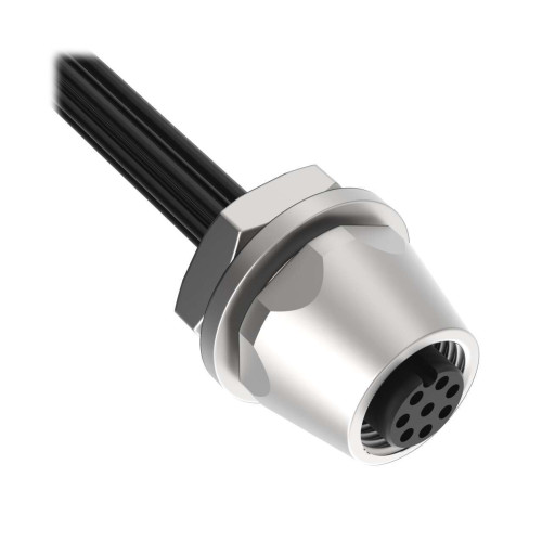 PMEF-810D Bulkhead Connector 8-pin M12 Female QD with 10 ft Wires