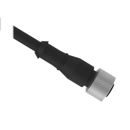Cordset: Single Ended M12, 5-pin Straight Female Connector, 15 m 5x22 Shielded Black PVC Jacket, Nickel-Plated Brass Coupling Nut