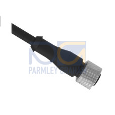 Cordset: Single Ended M12, 4-pin Straight Female Connector, 5 m (16.4 ft) 4x22 Shielded Black PVC Jacket, Nickel-Plated Brass Coupling Nut